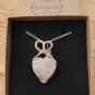 Rose Quartz Heart Pendant, wrapped in Silver and Copper