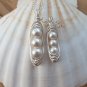 Pearl Pea Pod Pendant, Silver, Bridal, Wedding