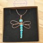Dragonfly Pendant, Turquoise, wire wrapped in Copper