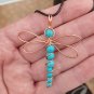 Dragonfly Pendant, Turquoise, wire wrapped in Copper
