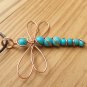 Dragonfly Pendant, Turquoise, wire wrapped in Copper