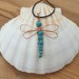 Dragonfly Pendant, Turquoise, wire wrapped in Copper