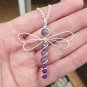 Amethyst Dragonfly Pendant in Silver