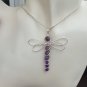 Amethyst Dragonfly Pendant in Silver