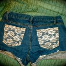 Jean Shorts with Lace Pockets