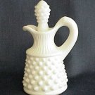 Fenton Milk Glass Hobnail Cruet with Glass Stopper