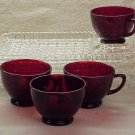 Four Anchor Hocking Snack Trays with Ruby Red Punch Cups