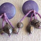 Purple Beads Post-back Earrings -  FREE SHIPPING - Memory Lane Collectibles
