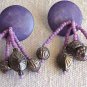 Purple Beads Post-back Earrings -  FREE SHIPPING - Memory Lane Collectibles