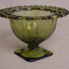 Lacy Heart Edge Green Glass Candy Dish - Memory Lane Collectibles