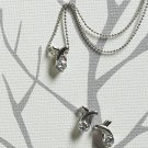 Cubic Zirconia & "X" Design in Silver 2 Piece Jewelry Set