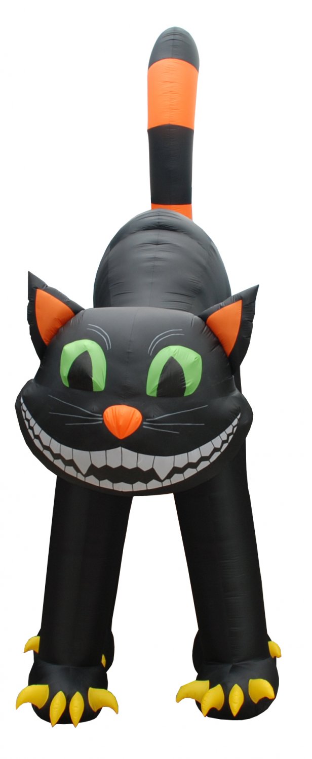 20 Foot Huge Lighted Halloween Inflatable Black Cat Outdoor Lawn Party ...