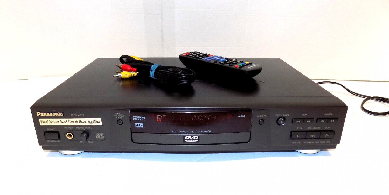 Panasonic DVDA110 Single Disc CD DVD Player with Remote and Cables