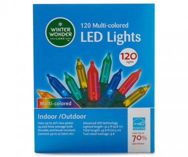 New 120 Multi Colored LED Christmas Lights 32.2 feet Indoor/Outdoor