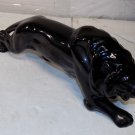 Mid-Century Black Stalking Lion Ceramic Figurine 1950's 15" Long