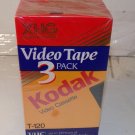 3 Pack Kodak Video Cassette VHS Tapes T-120 6 Hours XHG New