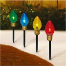 Set of 4 Jumbo C9 Pathway Markers Christmas Lights Multicolor New