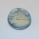 Genuine Incolay Belt Buckle Round Carved Stone Nautical Clipper Ship 2.75 Inch