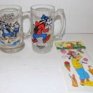 Vintage Walt Disney Goofy Beer Glass Mugs VGC