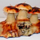 Vintage 1970's Wax Candle Sculpture Mushroom Wax Novelty Art Wood Base