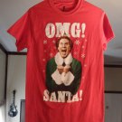 Elf Christmas Movie OMG SANTA Will Farrel As Elf T Shirt Size Small Red