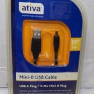 Ativa 10 Foot Mini-B USB Cable 212-664 4 Pin Mini-B Connector to USB Ativa 10 Foot Mini-B USB Cable 212-664 4 Pin Mini-B Connector to USB