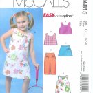M4815 McCall Pattern EASY ENDLESS OPTIONS Reversible Top,- Dress Skort Capri Pants Childs/Girls 6-8