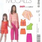 M4819 McCall Pattern EASY ENDLESS OPTIONS Poncho Tops Shorts Capri Pants  Childs/Girls Size 7-8-10