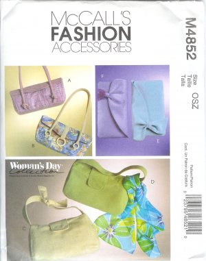 M4852 McCalls Pattern WOMANS DAY - FASHION ACCESSORIES Handbags / Purses