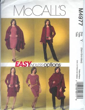 M4977 McCalls EASY ENDLESS OPTIONS Cape,Jacket,top,Skirt and Pants Misses/Miss Petite  Size XS, S, M