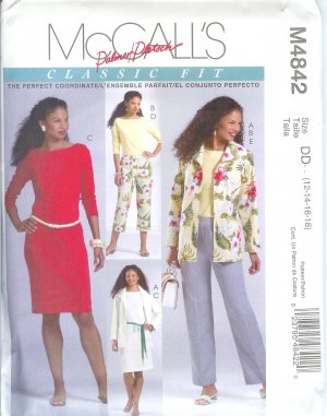 M4842 McCalls PALMER PLETSCH Unlined Jacket,Top,Dress & Pants in Two Lengths Misses Size 8-10-12-14