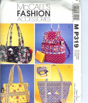 MP319 McCalls Pattern FASHION ACCESSORIES Misses Handbags