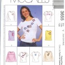 M3655 McCalls Pattern EXPRESS YOURSELF Tops Misses Size Y  XS,S,M