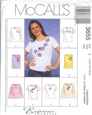 M3655 McCalls Pattern EXPRESS YOURSELF Tops Misses Size Z   L, XL