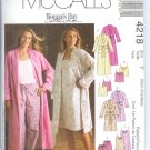 M4218 McCalls WOMANS DAY  Robe in 2 Lengths, Nightgown Tops & Pants Misses Size Z  L, XL, XXL