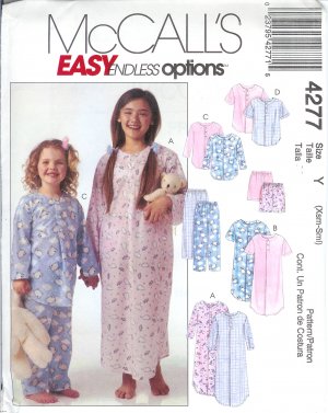 M4277 McCall Pattern EASY ENDLESS OPTIONS Sleepwear Child/Girls/Boys Size Y  XS, S