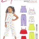 M4341 McCalls Pattern EASY STITCH N SAVE Tops, Shorts & Pants Child/Girls Size  A  3-4-5-6