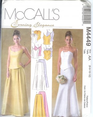 M4449 McCalls Pattern EVENING ELEGANCE Tops & Skirts Misses/Miss Petite AA 6-8-10-12