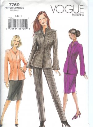 V7769 Vogue Pattern Petite Jacket, Pants, Skirt Misses Size 6, 8,10