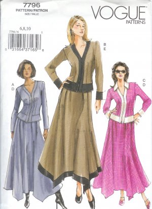 V7796 Vogue Pattern Top and Skirt Misses/Miss Petite  Size 18, 20, 22
