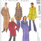 M4670 McCalls FABULOUS FLEECE Unlined Jackets, Coats Misses/Miss Petite Size  XS, S, M