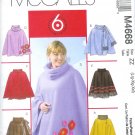 M4668 McCalls Pattern GREAT 6 LOOKS in 1 PATTERN Ponchos Misses Size Y  S-M