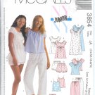 M3854 McCall "NY JR" Nightgowns Tops Camisoles shorts Pants & Bloomers JUNIOR Size 11/12-17/18