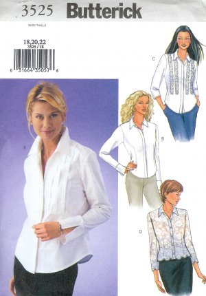 B3525 Butterick Pattern Shirt Misses Size 12, 14, 16