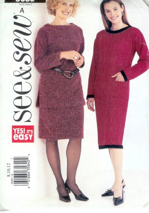 B3689 Butterick Pattern VERY EASY SEE & SEW Misses Size A 8, 10, 12