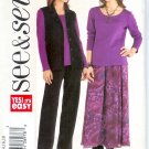 B3943 Butterick Pattern EASY SEE & SEW Vest, Top, Skirt, Pants Misses Size 20, 22, 24