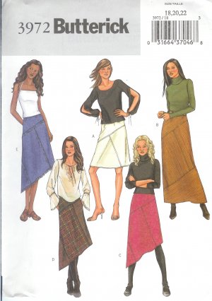 B3972 Butterick Pattern EASY Skirt Misses Size 18, 20, 22