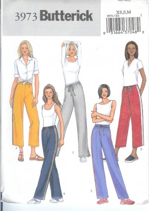 B3973 Butterick Pattern EASY Pants Misses/Miss Petite Size XS, S, M