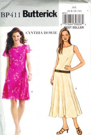BP411 Butterick Pattern CYNTHIA HOWIE EASY Dress Misses/Miss Petite Size AA 6-12