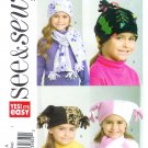 B4584 Butterick Pattern EASY SEE&SEW Hat, Scarf, Mittens   OSZ